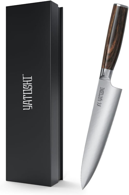 Yatoshi Chef Knife - Ultra Sharp High Carbon Stainless Steel, Hidden Tang with Pakkawood Handles