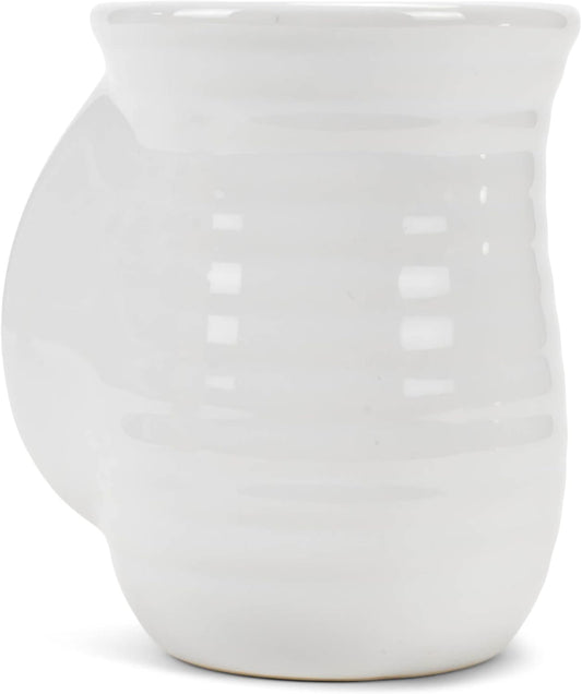 Elanze Designs Ribbed 14 ounce Ceramic Stoneware Handwarmer Mug, White