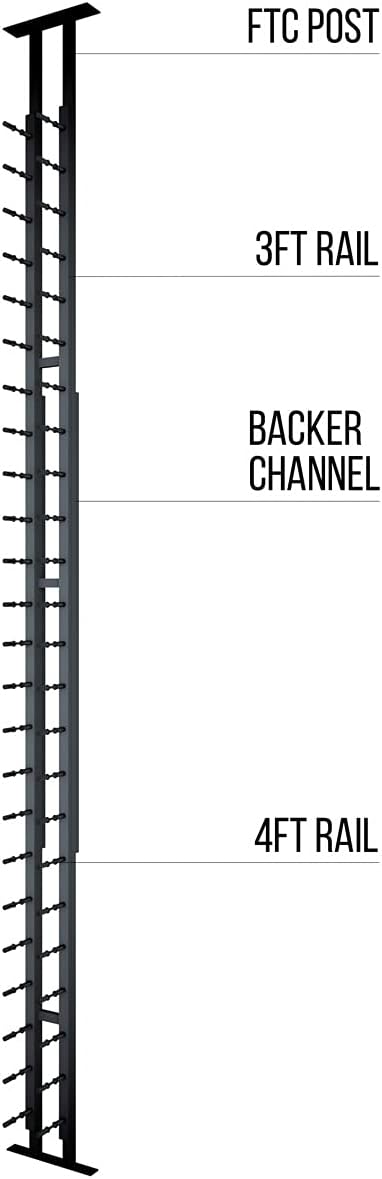 Ultra Wine Racks Floor-to-Ceiling Mount Display (1 Side, Single Deep, Black, Holds 21 Wine Bottles) - Modern Metal Wine Storage for Wine Cellars, Home Bars, Kitchens, and Dining Rooms