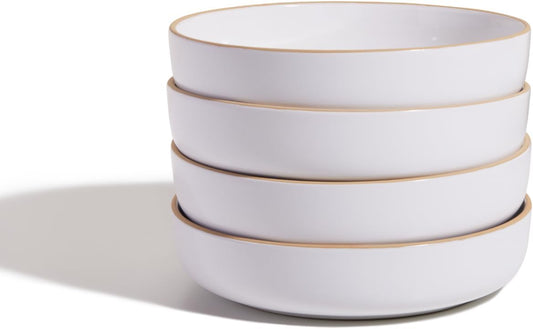 Our Place Dinner Bowls - Set of Four 8.5" Handcrafted Ceramic Pasta Bowls | Deep Plate Bowl Hybrid for Salads, Rice & More | Chip-Resistant, Restaurant-Grade, Stackable, Modular Design | Steam