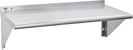 Profeeshaw NSF Stainless Steel Shelf 14” x 48”, 350 lb Commercial Shelves Wall Mounted Metal Shelving with Backsplash and 2 Brackets for Restaurant, Bar, Utility Room, Kitchen and Garage