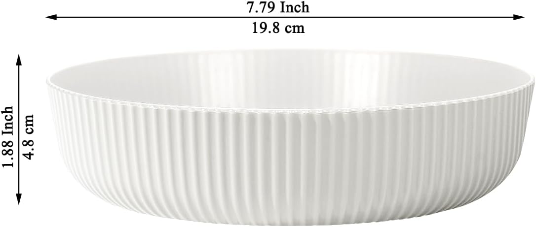 Kyraton Pasta Bowls Set of 4, 37oz Salad Bowls White Soup Bowls Large Pasta Serving Bowl Plastic Unbreakable Serving Dishes Dinner Bowls (White)