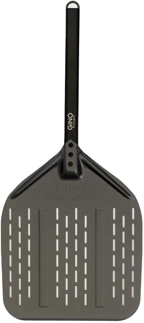 Gino D'Acampo 12" Perforated Pizza Peel: Effortlessly Slide, Rotate, and Retrieve Pizzas - Professional-Grade Perforated Pizza Paddle - Essential Tool for Perfect Homemade Pizzas