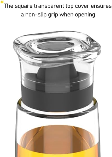 Glass Olive Oil and Vinegar Dispenser Bottles Set for Kitchen Cooking with Silicone Dual Pouring Spout, Soy Sauce Dispenser with Dust-proof Lid - Set of 2 (White, 5.4 oz)