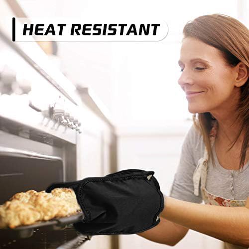 Silicone Kitchen Pot Holders with Pockets, 2 Pc Set Trivet, Steam and Heat Resistant Hand and Countertop Protection Hot Pads, Non-Slip Grip potholders, Terrycloth Interior Lining, Black