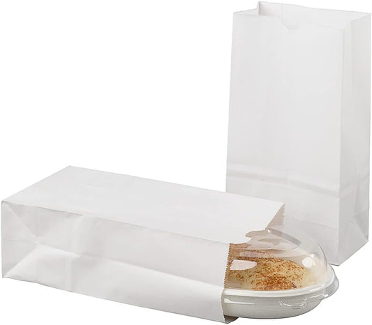 Restaurantware Bag Tek 4lb Paper Bags 100 Disposable Lunch Bags - Small For Lunches Sandwiches And Snacks White Paper Kraft Paper Bags For Shopping Party Favors Or Gifts