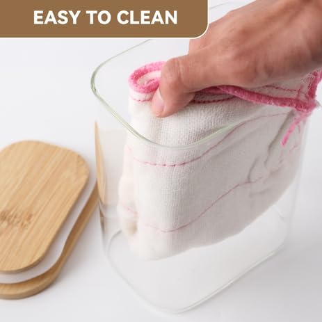 Glass Storage Jars with Airtight Bamboo Lids - Stackable Kitchen Canisters for Candy, Cookies, Rice, Sugar, Flour, Pasta