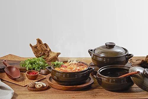Dolsot Korean Stone Bowl Clay Pots For Cooking Korean Pot Ceramic Cooking Pot Korean Stone Bowl Onggi Kimchi Stone Donabe Crazy Claypot Ttukbaegi With Lid 뚝배기 (large 34oz)