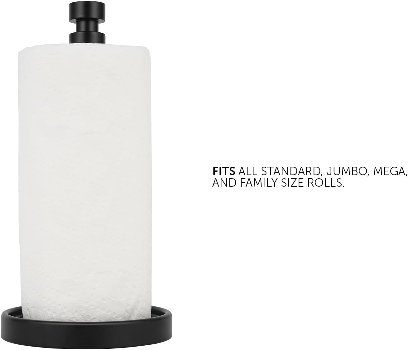 Ivilon Countertop Paper Towel Holder - Steady and Easy Tear - Fits All Paper Towel Rolls - Black