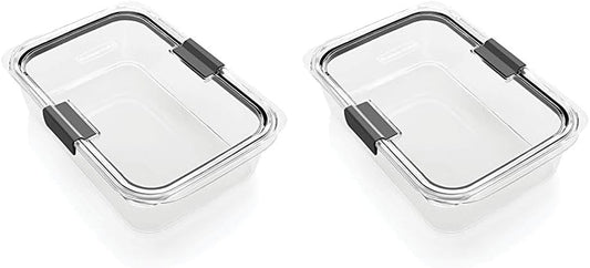 Rubbermaid Brilliance Food Storage Container, Large, 9.6 Cup, Clear 2024351 (Pack of 2)