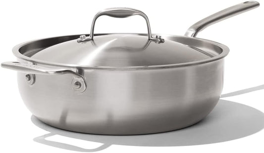 Made In Cookware - 5 Quart Stainless Steel Saucier Pan - 5 Ply Stainless Clad - Professional Cookware - Crafted in Italy - Induction Compatible