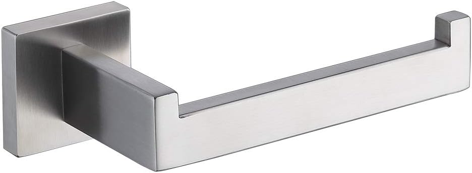 TASTOS Toilet Paper Holder Brushed Nickel, Toilet Tissue Roll Holders Dispenser and Hangers Wall Mounted for Bathroom & Kitchen, Stainless Steel Modern Square Style (Silver)