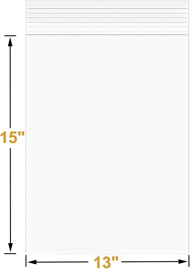 13" x 15" Large Thick 2.4 Mil Clear Zip Seal Lock Poly Bags Reclosable Plastic Bags Clothing T-Shirts Shoes Toys Snack Zipper Bag (30 Pack)
