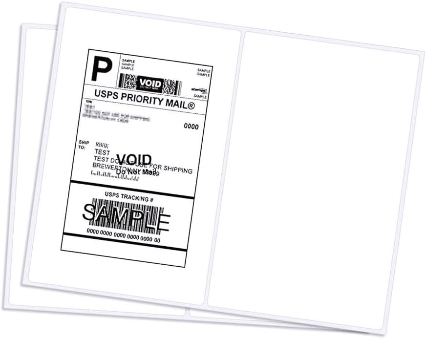 RyhamPaper Shipping Labels with Round Corner, 8.5 x 5.5 Inches Half Sheet Self Adhesive Shipping Address Labels for Laser and Inkjet Printer, 1000 Labels