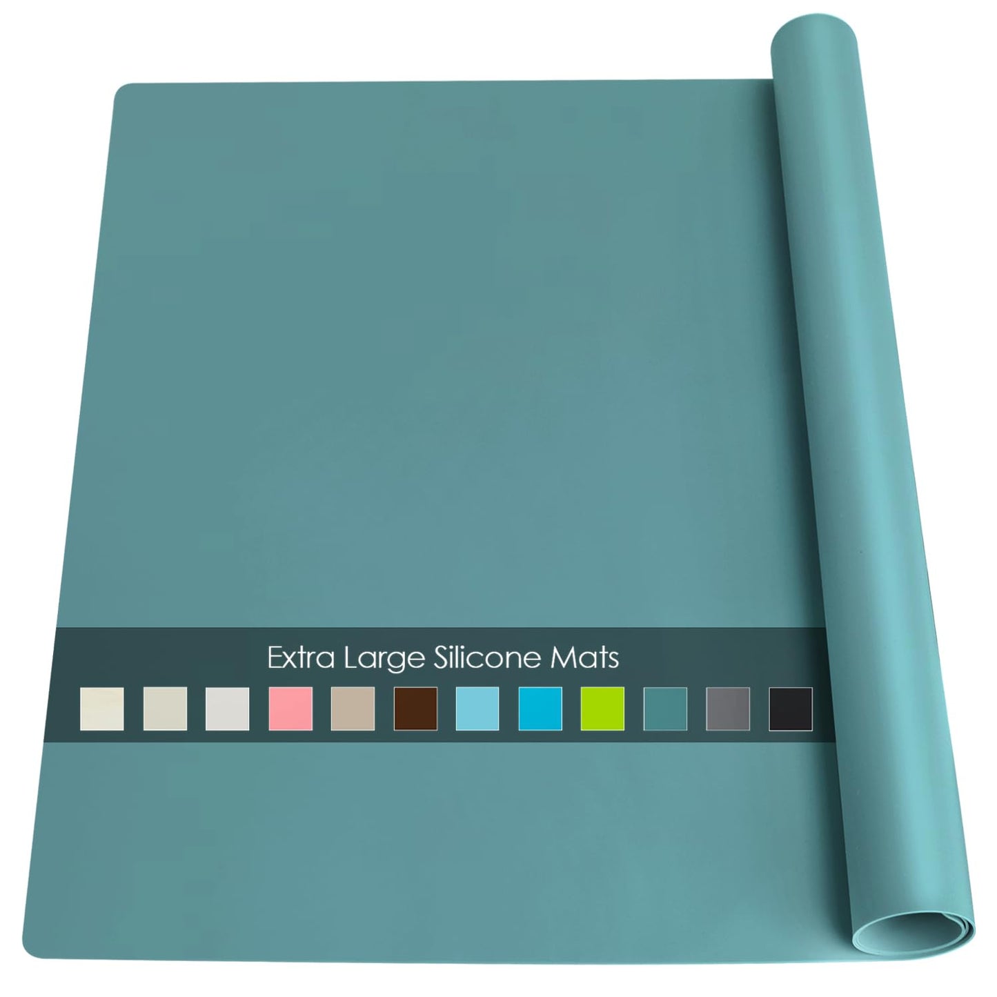 Extra Large Silicone Countertop Mat, Silicone Table Mat Kitchen Counter Protector Nonslip Heat Resistant Desk Mat for Crafts Kids Dinner Placemat Pastry Dough Rolling Mat, Dark Green