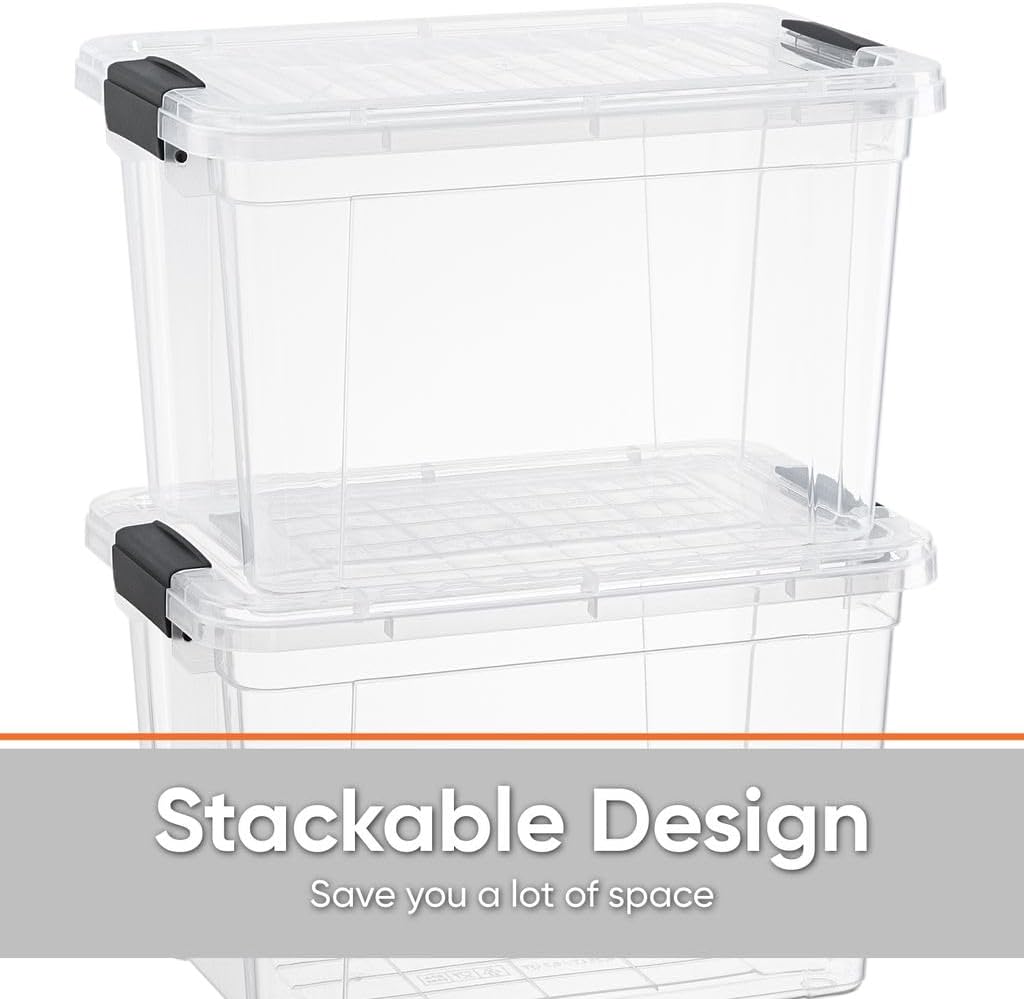 Superio Clear Storage Boxes with Lids, 8.75 Quart Plastic Container Bins for Organizing, Stackable Crates, BPA Free, Non Toxic, Odor Free, Organizers for Home, Office, School, and Dorm, 2 Pack