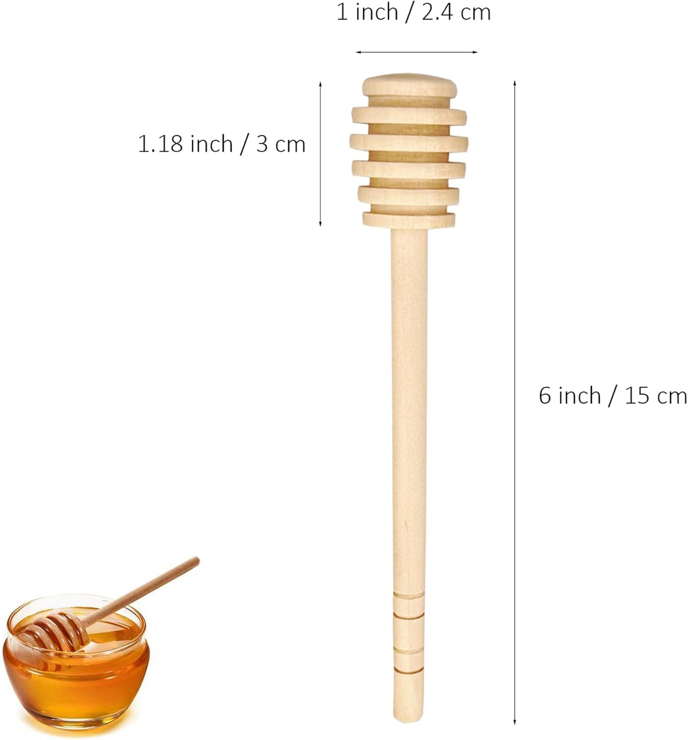 50 Pcs Wooden Honey Dipper Stick Collecting Dispensing Drizzling Jam Portable Wedding Party (6 inch)