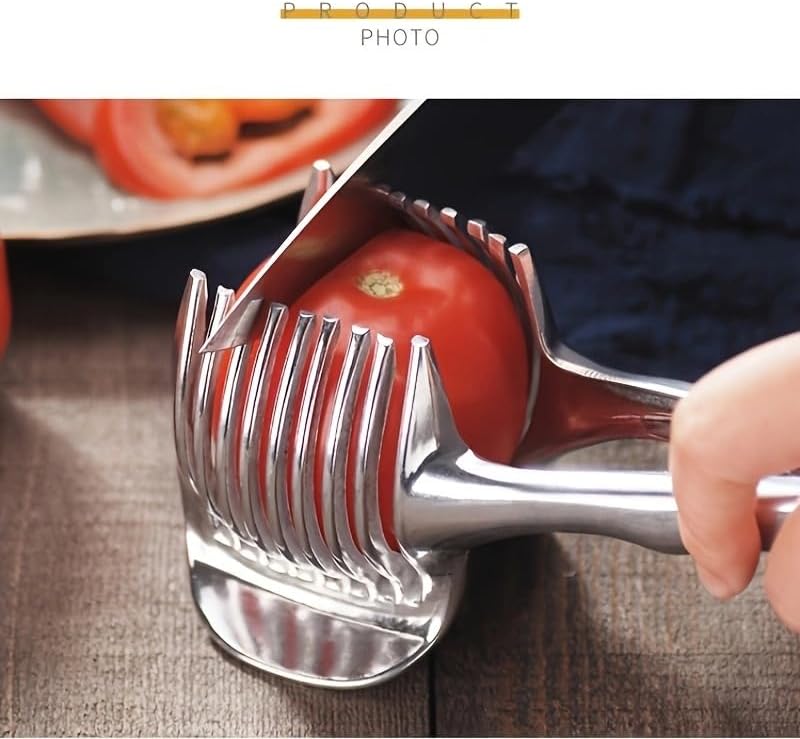 Lemons Holder for Slicing –Aluminum alloy Tomato Slicer Tool for Home Use, Multi-Purpose Vegetable Holder for Onion，Potatoes, Tomatoes & Slicing