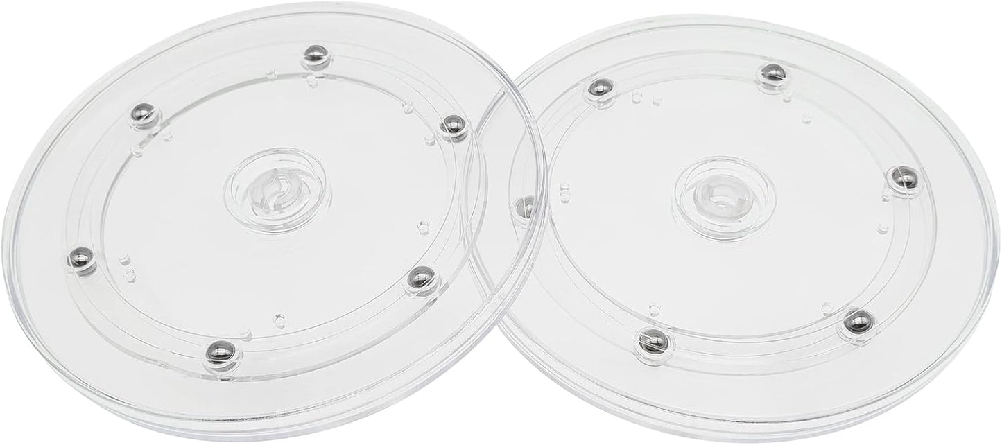 2 Pack 4" Lazy Susan Turntables Acrylic Ball Bearing 360 Degree Rotating Tray for Spice Rack Table Cake Kitchen Pantry Decorating (Transparent)