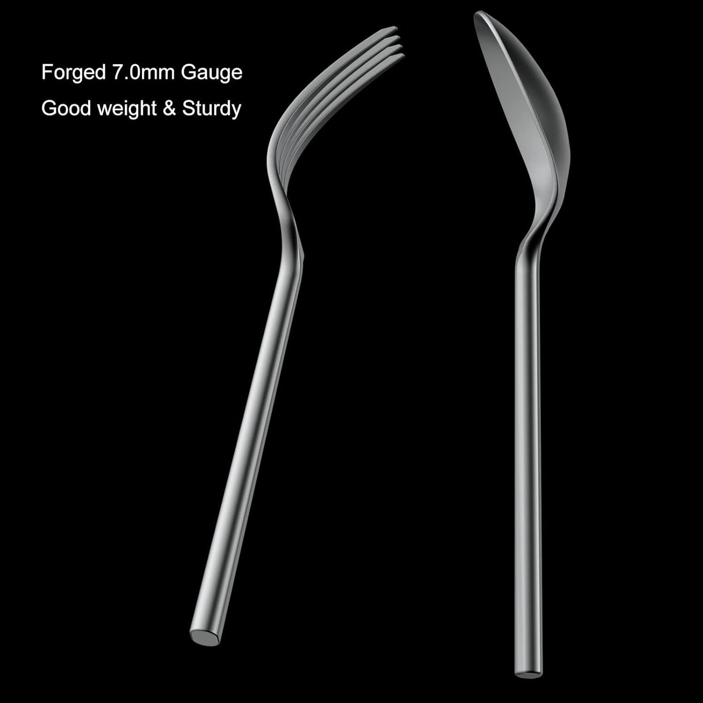 Alata Potter 40-Piece Forged Silverware Set, Service for 8 – Premium Stainless Steel Flatware Set, Modern Design with Satin Finish, Ideal for Home, Kitchen, Party, Camping