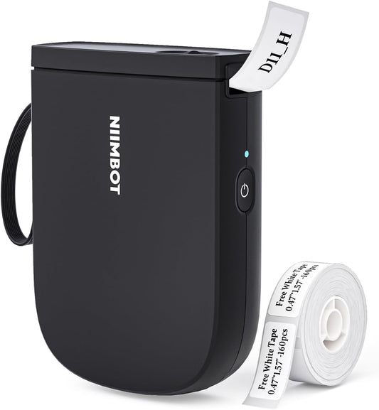 NIIMBOT Label Maker Bluetooth Mini Label Printer D11 2024 Version, Portable Label Maker with Tape Thermal Sticker Small Labeler, 300 DPI High Clearity Rechargeable, Black