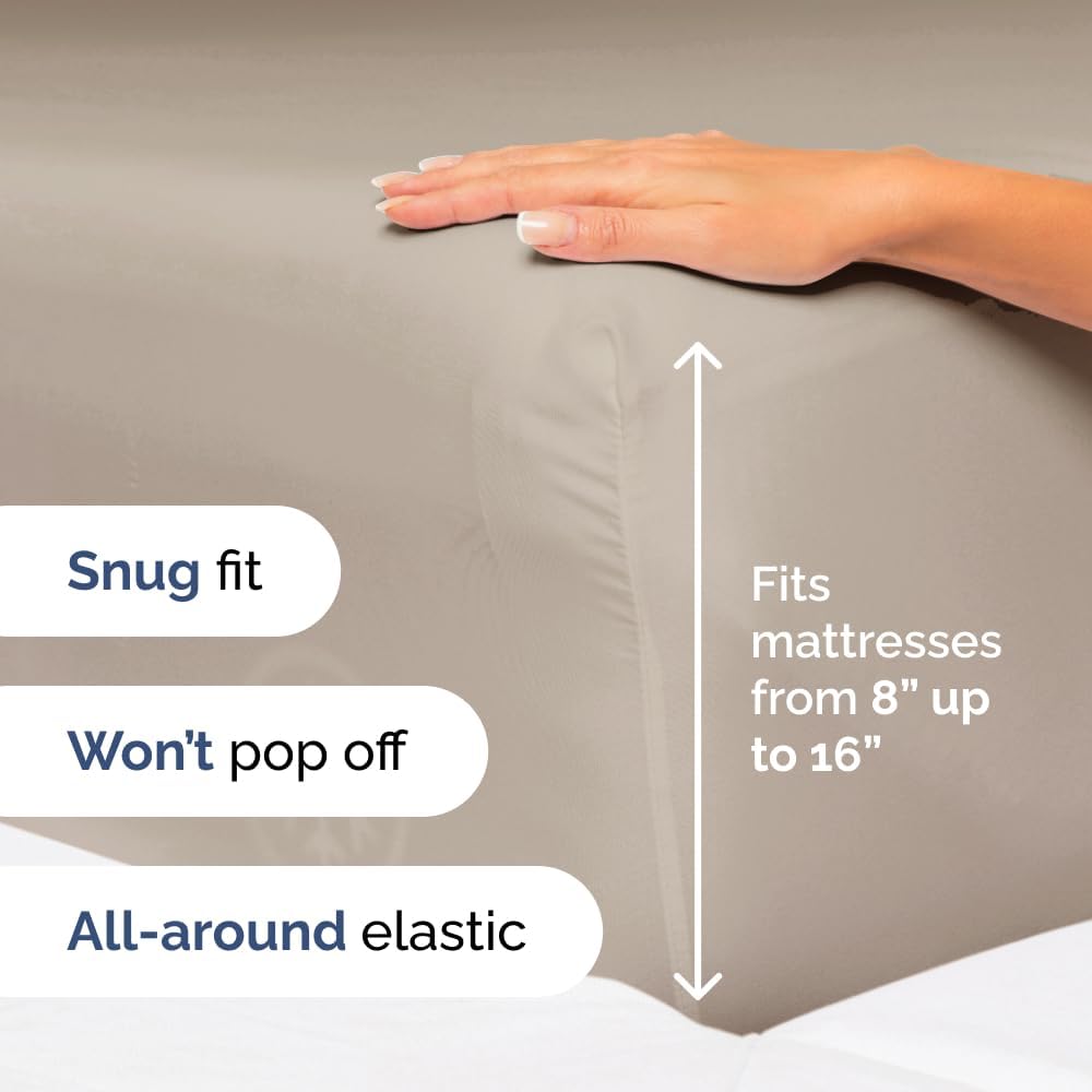 King Size 4 Piece Sheet Set - Comfy Breathable & Cooling Bed Sheets Set - Hotel Luxury Bedding for Women, Men, Kids, Teens, Boys & Girls - Deep Pockets, Ultra-Soft and Wrinkle Free - Oeko-Tex - Wheat