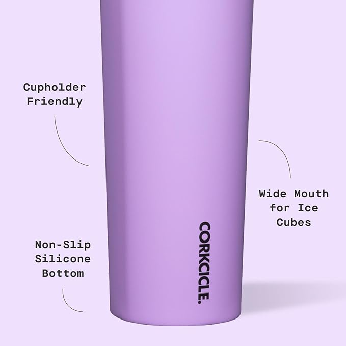 Corkcicle Sport Canteen - Keeps Drinks Cold 25 Hours - Stainless Steel Water Bottle - Triple-Insulated - Spill-Proof - Summer Drinkware Gift - Keeps Drinks Ice Cold - 20 oz - Sun-Soaked Lilac