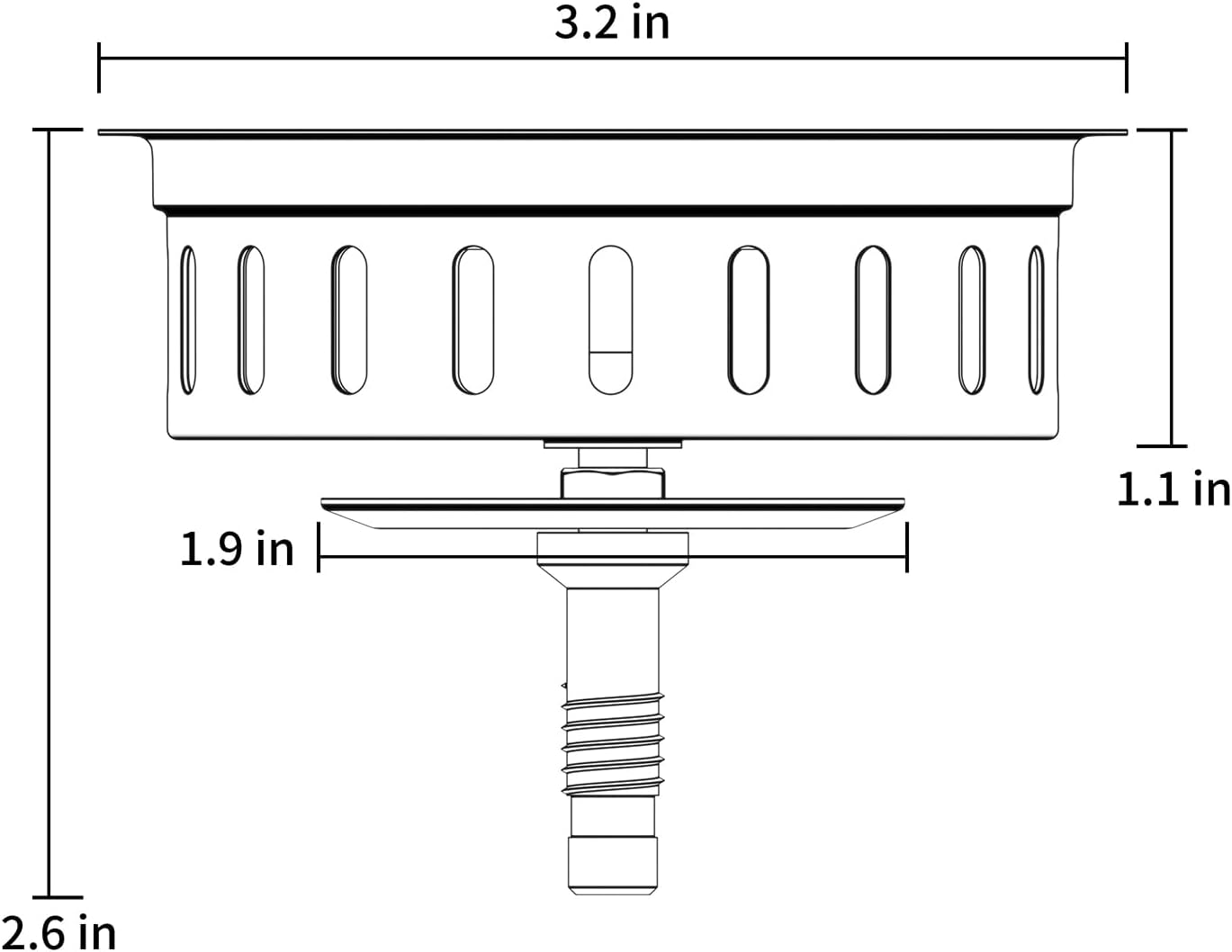 KONE Kitchen Sink Stopper Strainer Replacement for Standard 3-1/2 Inch Spin and Seal Drains with Threaded Stopper Function, Stainless Steel Sink Strainer, Twist Lock Basket Strainer Replacement