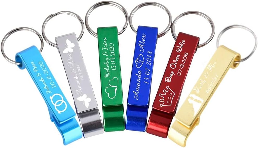 100pcs Personalized Bottle Opener With Name,Custom Bottle Opener Keychain Wedding Party Favors Birthday Business Family Reunion Favors
