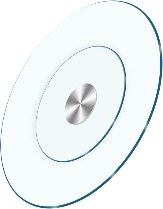 24" Tempered Glass Lazy Susan Turntable for Dining Table Large Tabletop 360° Rotating Tray Clear Serving Plate - Perfect for Family Gatherings, Banquets, and Weddings