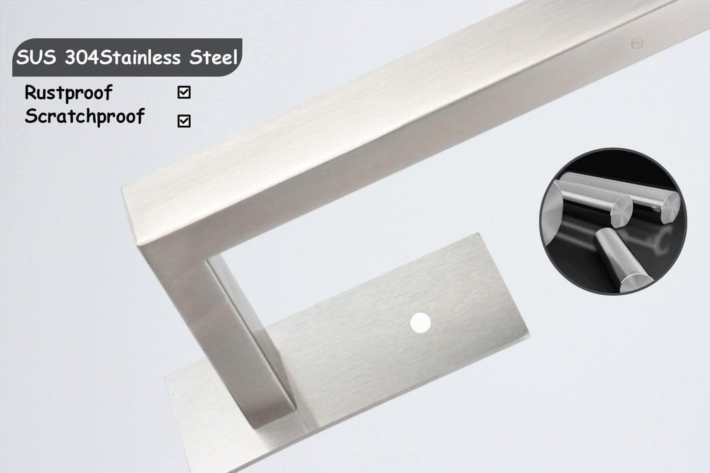 Bathroom Towel Bar Self Adhesive, No Drilling Towel Rack Easy to Install,Hand Towel Holder Made of Premium Stainless Steel Sticky on Hand Towel Hanger for Kitchen, Toilet.(12IN, Brushed)