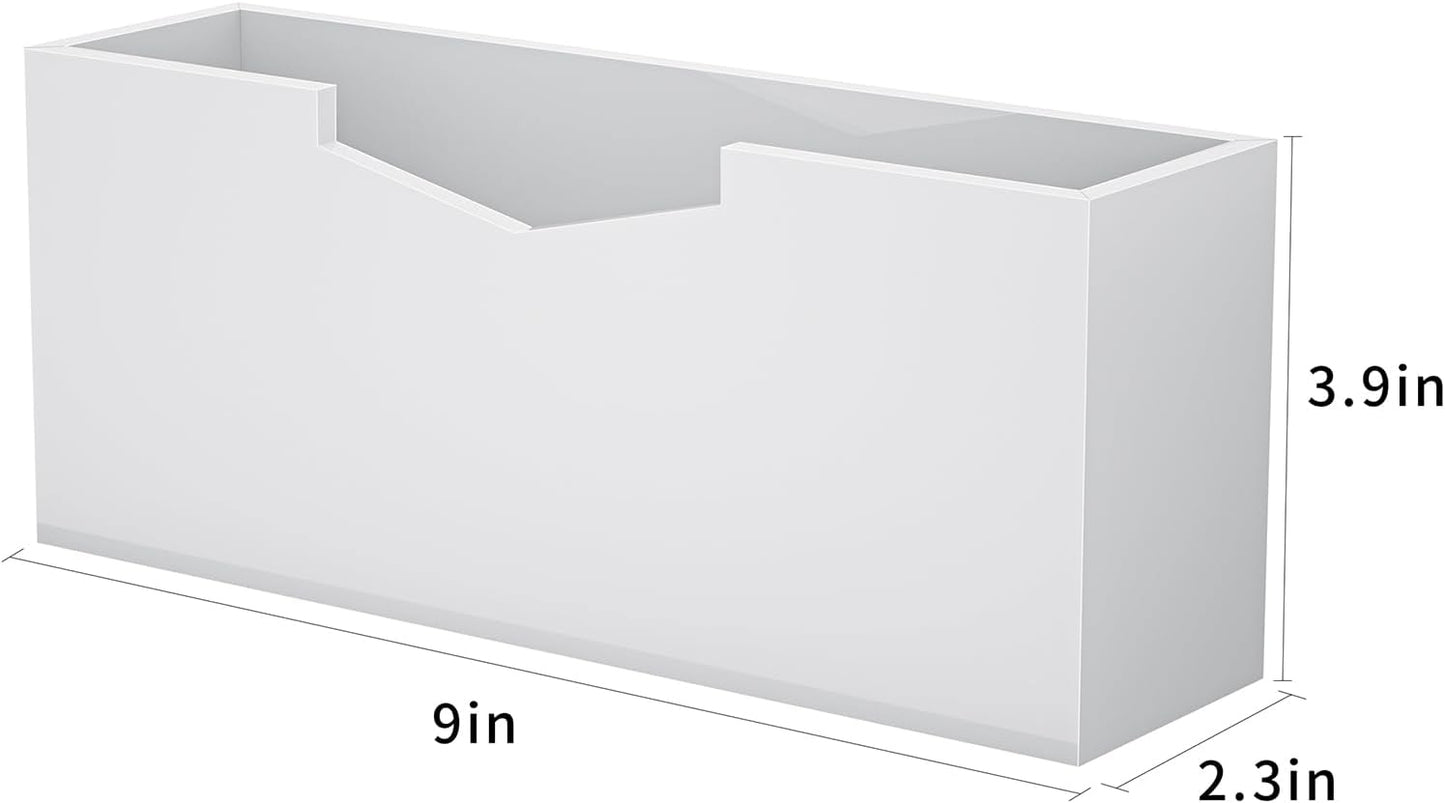 HELPLEX White Acrylic Guest Towel & Napkin Holder - Waterproof Splash-Proof Vertical Design for Bathroom, Kitchen, Dining Table - Home Hotel Office Organizer (1-Pack)