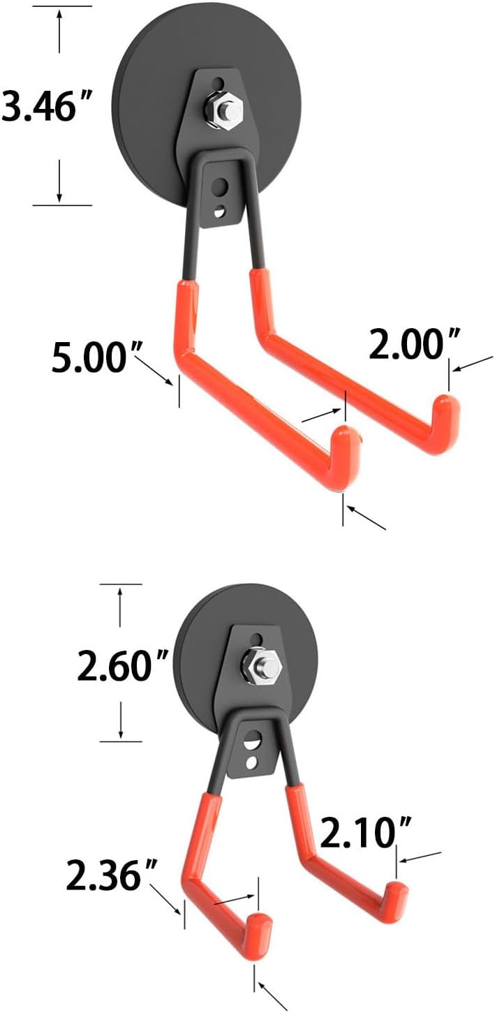 Super Strong Garage Magnetic Hooks Heavy Duty-6Pack,Powerful Magnetic Strips for Power Drill, Garden Tools, Hose, Straps, Steel Pegboard, Garage Magnetic Hooks Hanger,Workshop Tool Holder