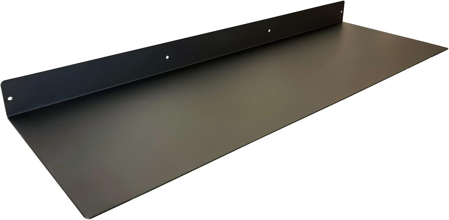 DIY CARTEL Linear Floating Shelf - Forged Raw Blackened Steel - Industrial Heavy Duty Metal Wall Mounted Modern Rustic Shelf - Made in The USA (36-inch x 12-inch)