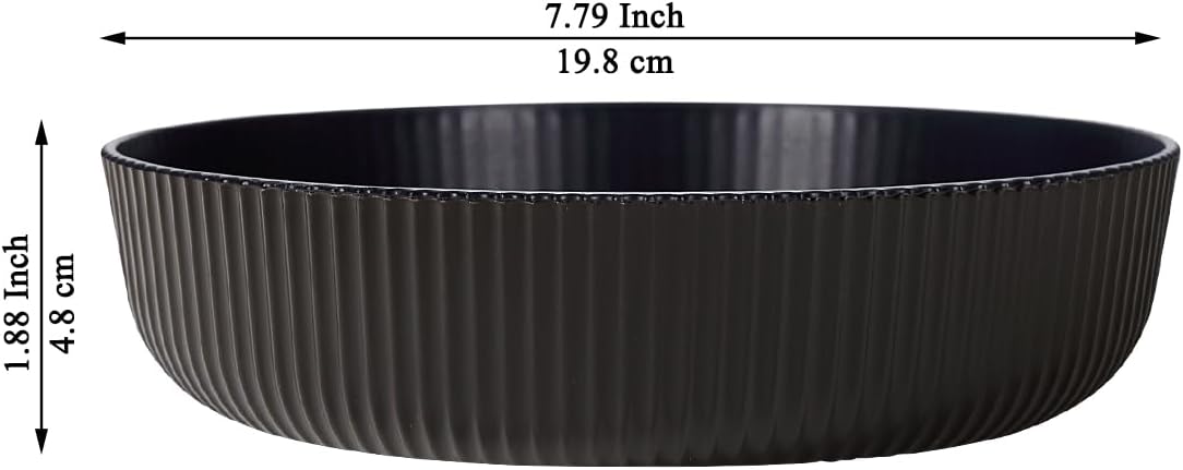 Kyraton Pasta Bowls Set of 4, 37oz Salad Bowls Soup Bowls Large Pasta Serving Bowl Plastic Unbreakable Serving Dishes Dinner Bowls (Black)