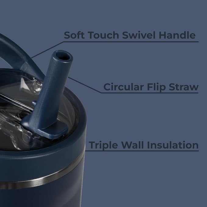 HydroJug Sport - Stainless Steel Tumbler with Straw, Vacuum Insulated, 20oz Leakproof Water Bottle, Ergonomic Design, Reusable, Dishwasher Safe, Rubber Base, Durable for Gym or Outdoors, Midnight