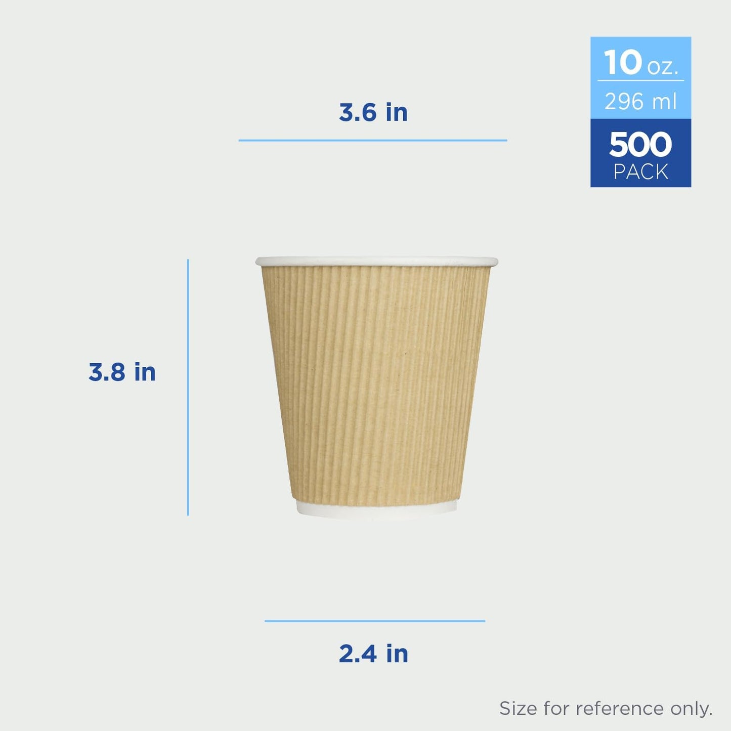 Karat 10 oz Ripple Insulated Coffee Cup [500 Count] Disposable Paper Hot Cup, Sturdy and Leak Proof, 90mm, No Lids