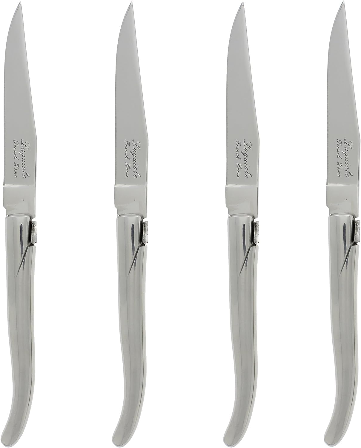 French Home Laguiole Connoisseur 4-Piece Steak Knives – Stainless Steel Dinner Knives with Etched Detailing & Napoleon Bee Emblem Packed in an Elegant Box (9")