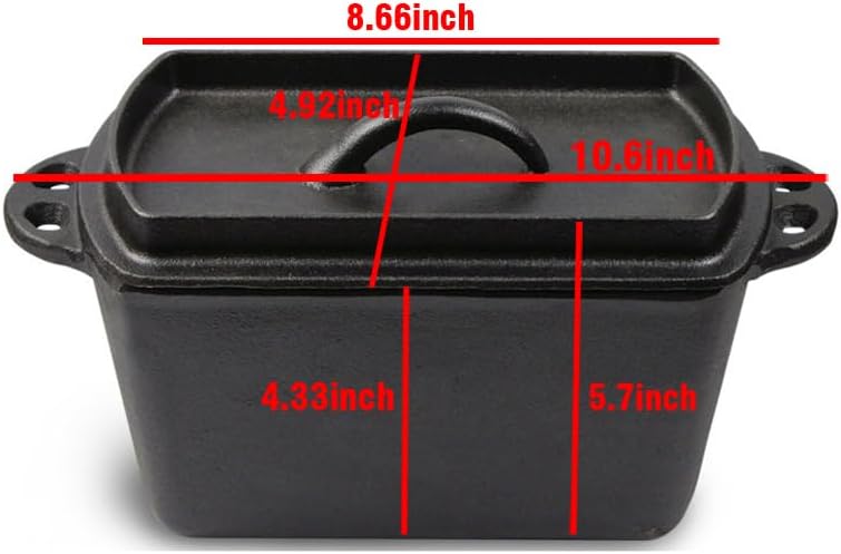 Voulosimi Cast Iron Loaf Oven Pan - 4.33"x4.92"x8.66" Durable Loaf Pans Rectangular Baking Pan for home baking (Bread Pan, 2 x 2 QT)