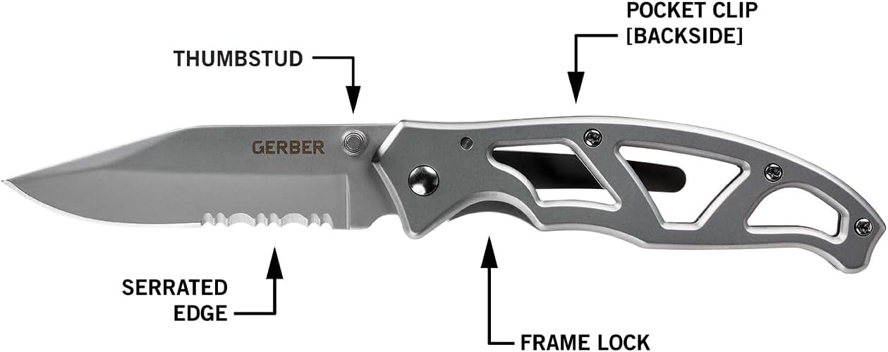 Gerber Gear Paraframe EDC Folding Pocket Knife with Safety Lock for Everyday Carry, Gifts for Men