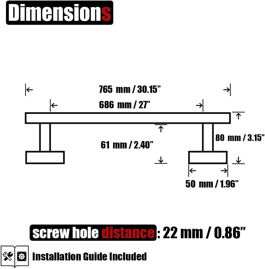 JQK Black Bath Towel Bar, 30 Inch 304 Stainless Steel Thicken 0.8mm Towel Rack Bathroom, Towel Holder Matte Black Wall Mount, Useable Length 27 Inch, TB110L27-PB