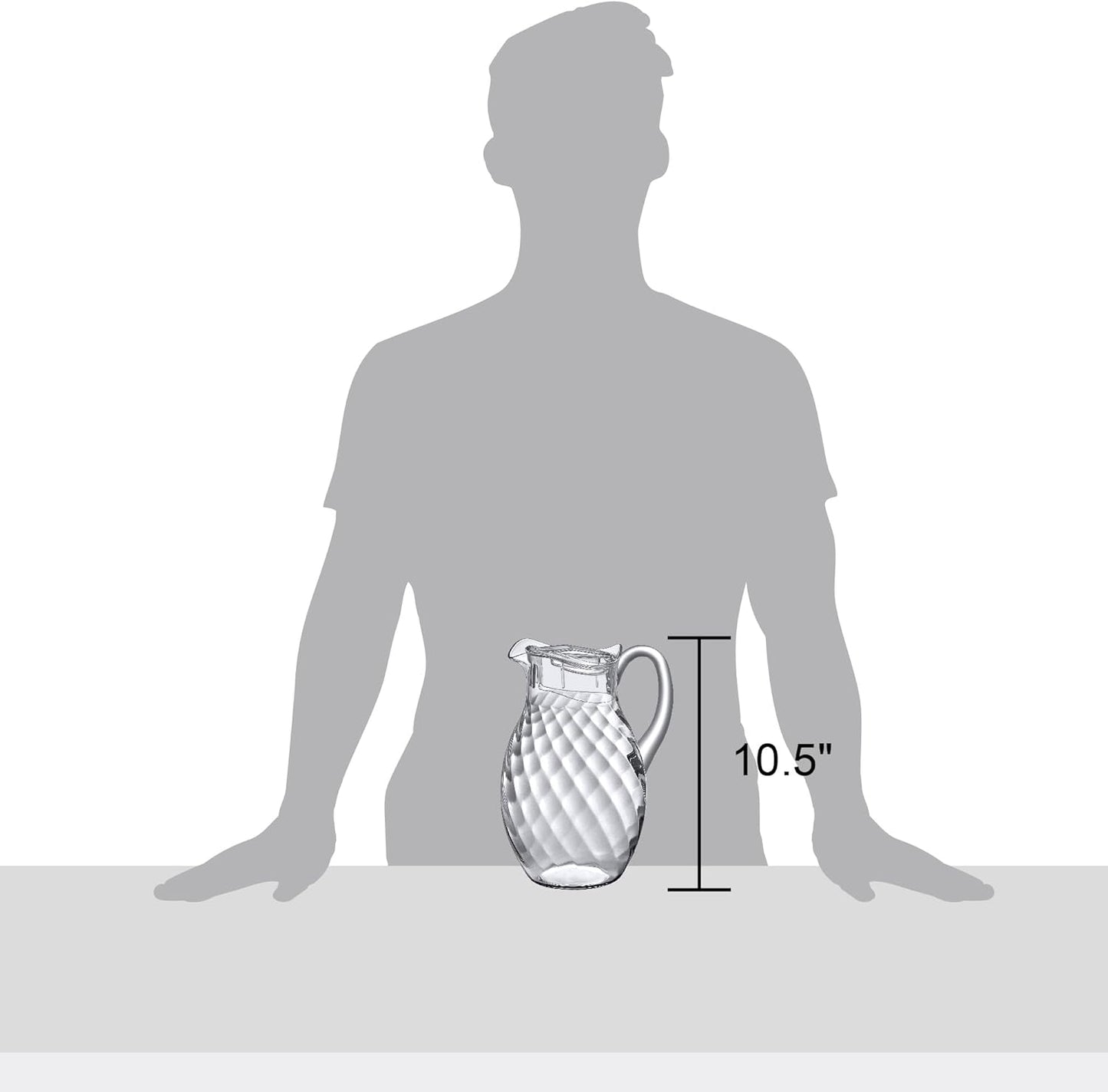 Amazing Abby - Bubbly Whirly Grand - Plastic Pitcher (96 oz, 3 Quart), Clear Water Pitcher with Lid, Fridge Jug, BPA-Free, Shatter-Proof, Great for Iced Tea, Sangria, Lemonade, Juice, Milk, and More