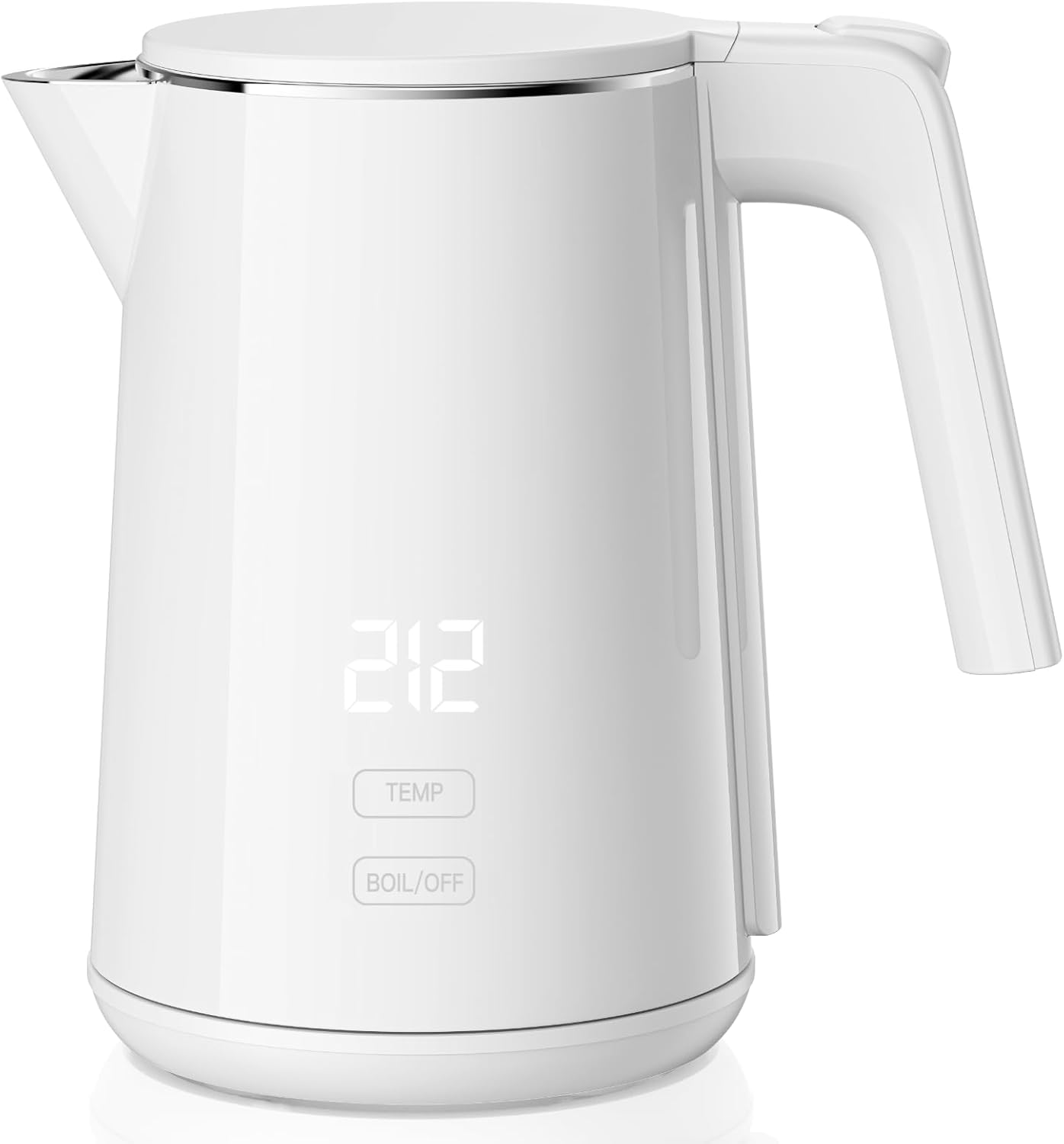 Electric Kettle, 1.0L 1200W Fast Heat with Auto Shut-Off, Boil-Dry Proof, 7 Temperature Control Teapot, Double Wall Stainless Steel Water Boiler Heater, 4H Keep Warm, Cool Touch Coffee Tea Pot, White