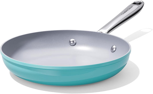 Nonstick Ceramic Frying Pan 10 Inch for Induction Cooktop - Non Toxic, PTFE/PFOA/PFAS Free, Oven & Dishwasher Safe up to 500°F - Non Stick Skillet with Stay-Cool Handle - Caribbean Blue