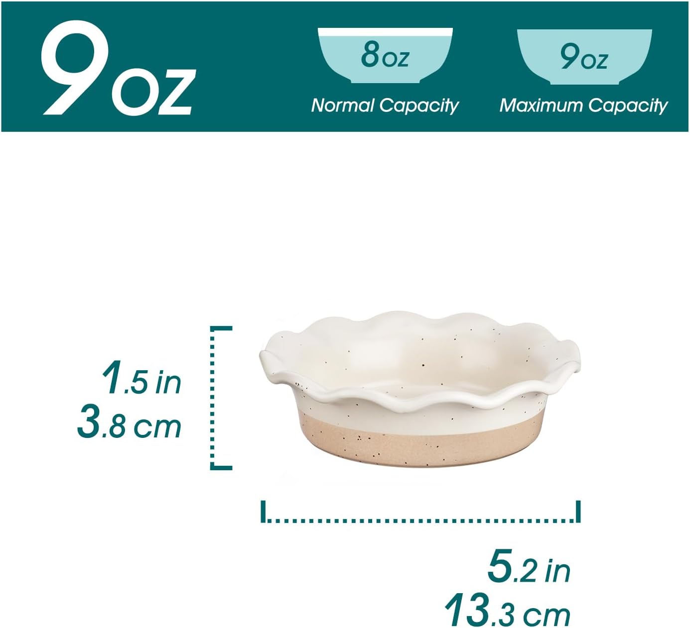 vancasso Mini Pie Pans Set of 6, 5.2 inch Ceramic Small Pie Plate for Baking, Shallow Ramekins Mini Pie Dish with Ruffled Edge for Chicken Pot Pie, Cake, Quiche, Tart, Cream Colored