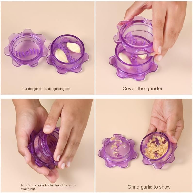 2025 New Garlic Twister,Garlic Press,Garlic Peeler,Ginger Grater,Mini Garlic Mincer (Purple)