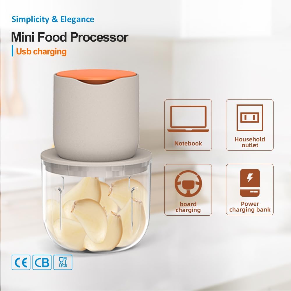 Wireless Electric Food Processor，600ML Electric Food Chopper For Meat,Onions,vegetables,Garlic,Complementary Food, Meat Chopper Blender