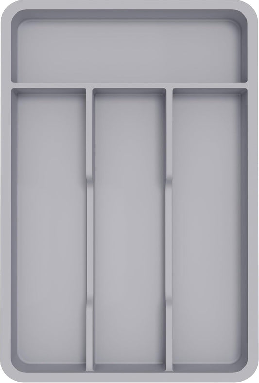Lifewit Silverware Tray, Cutlery Drawer Organizer Storage for Kitchen, Plastic Flatware Utensil Holder Divider for Spoons Forks Knives Tableware, 4 Compartment, Gray