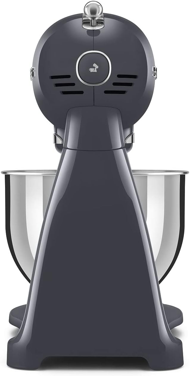SMEG SMF03 Stand Mixer – 5 Qt Tilt-Head Mixer with Stainless Steel Bowl, 10 Speeds, Retro 50s Vintage Style – Gray
