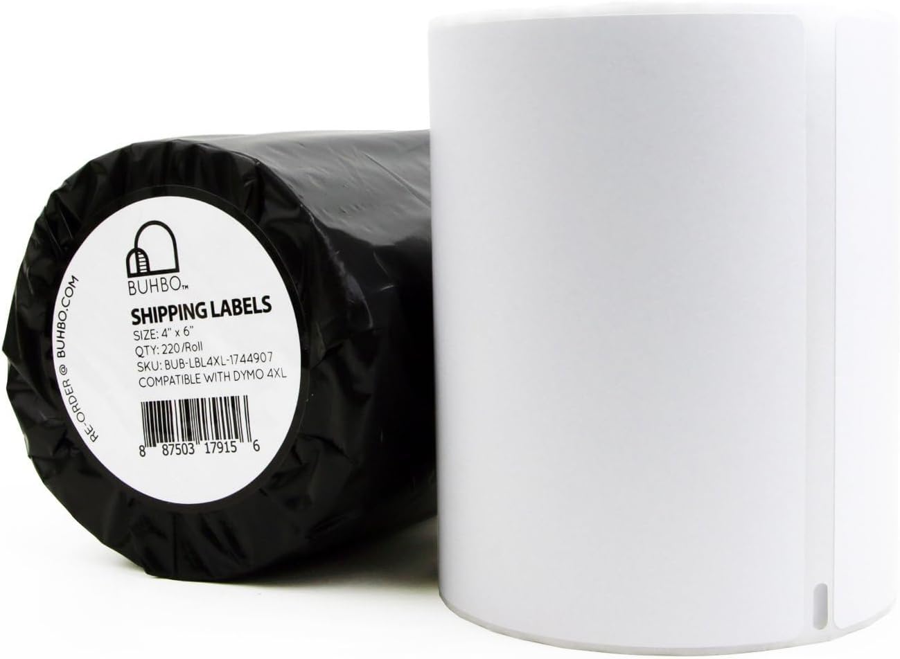 Buhbo Compatible with DYMO LabelWriter 4XL 4" x 6" Shipping Label 1744907, White (8 Pack / 220 Labels Per Roll)